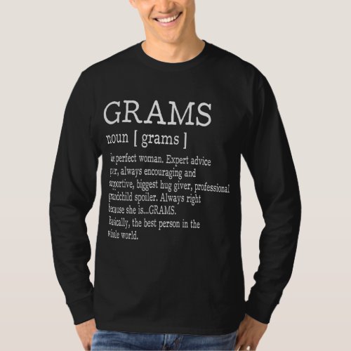 Grams Definition Grandma Mother Day Gifts Women T_Shirt