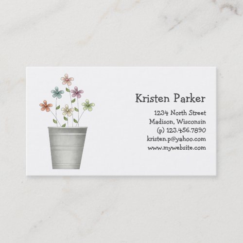Gram's Garden · Flowers in Bucket Business Card Template