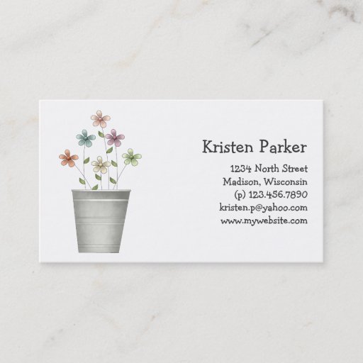 Customizable Gram's Garden · Flowers in Bucket Business Card Template