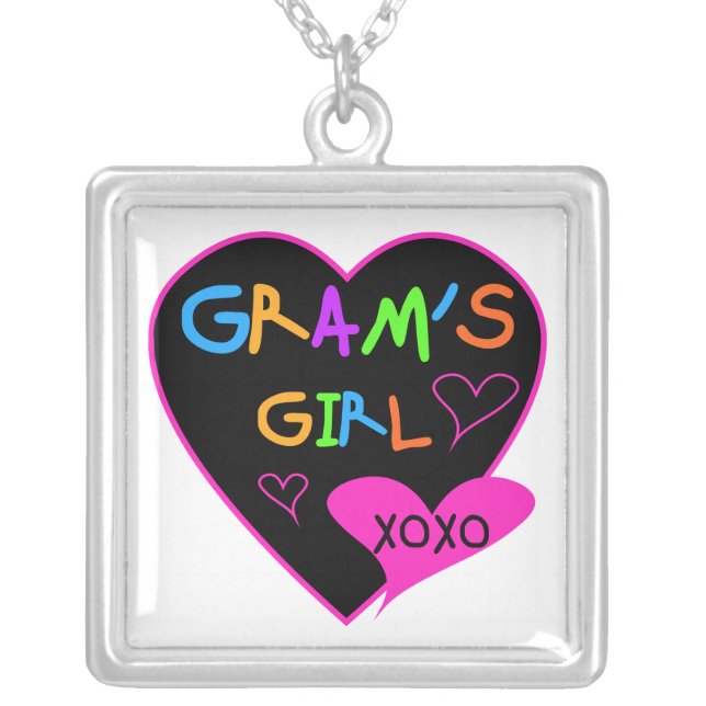 Gram's Girl Custom T-Shirts, Mugs, Buttons, Cases Silver Plated Necklace (Front)