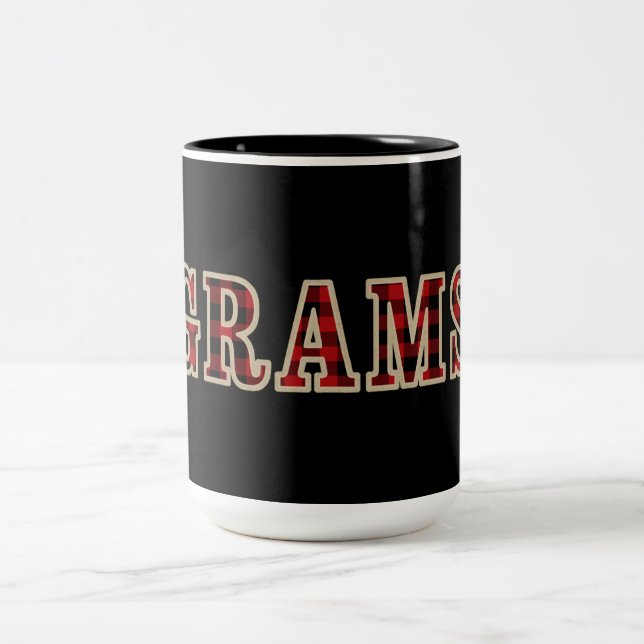 GRAMS Rustic Red Black Buffalo Checker Squares Two-Tone Coffee Mug (Center)