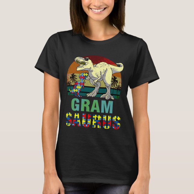 Gramsaurus Dinosaur Rex Gram Saurus Autism Awarene T-Shirt (Front)