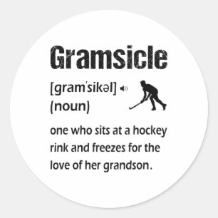 Gramsicle Funny Ice Hockey Grandma Sicle Definitio Classic Round Sticker