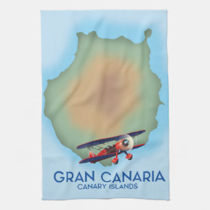 Gran Canaria canary island, travel poster art. Kitchen Towel