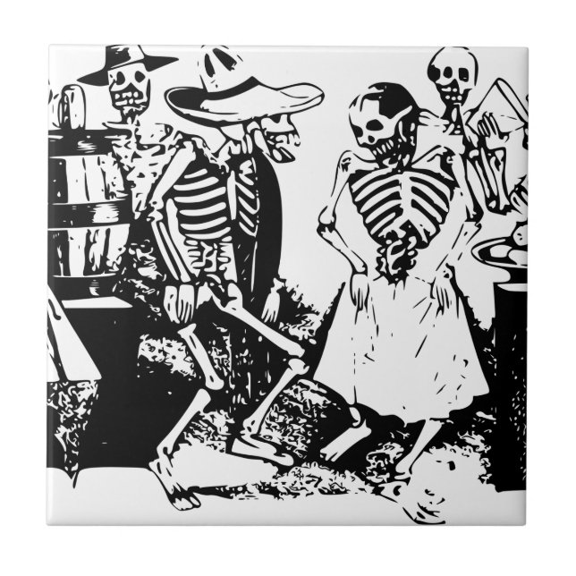 Gran-Fandango Mexican skeletons Ceramic Tile (Front)