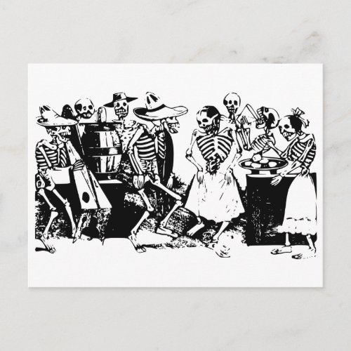 Gran Fandango Skeletons Dancing Mexico Vintage Postcard