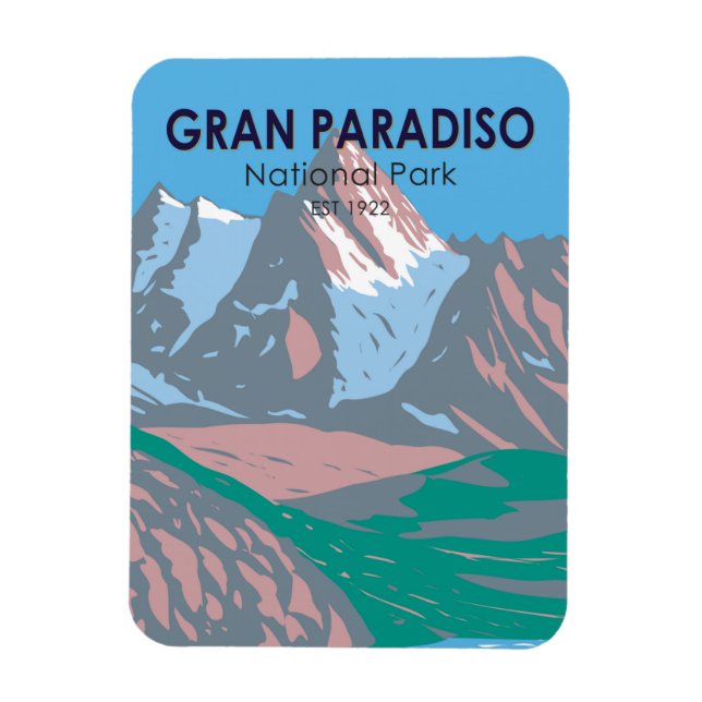 Gran Paradiso National Park Italy Vintage Magnet (Vertical)