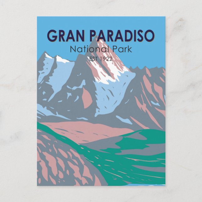 Gran Paradiso National Park Italy Vintage Postcard (Front)