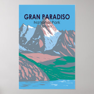 Gran Paradiso National Park Italy Vintage Poster