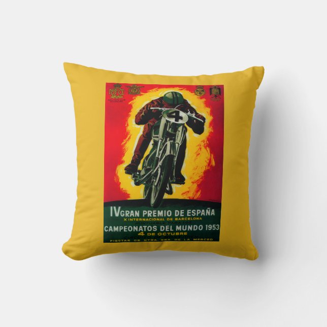 Gran Premio de Espana Vintage PosterEurope Throw Pillow (Front)