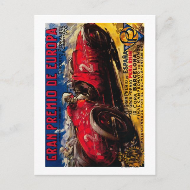 Gran Premio De Europa Vintage PosterEurope Postcard (Front)