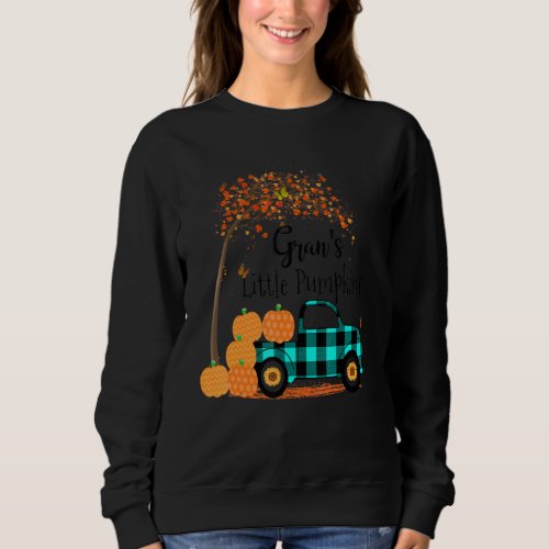 Gran S Little Pumpkins Truck Green Plaid Autumn Ar Sweatshirt