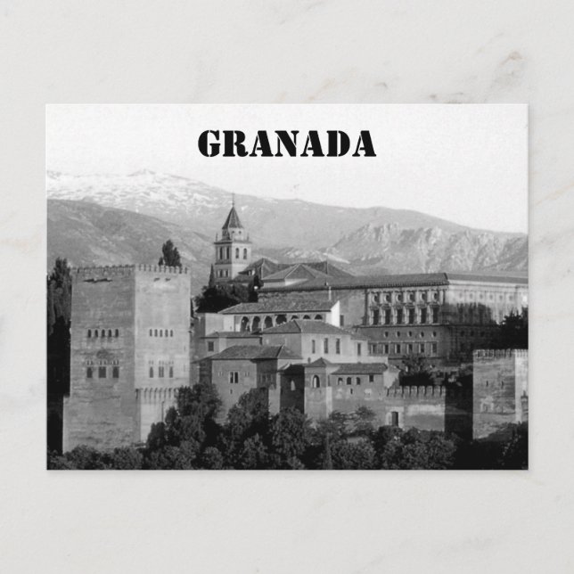 granada alhambra grey postcard (Front)