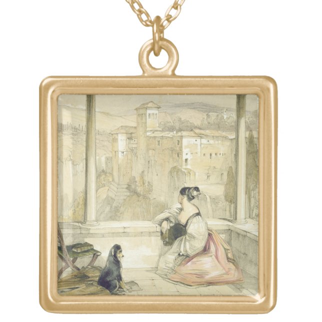 Granada (Alhambra), plate 9 from 'Sketches of Spai Gold Plated Necklace (Front)