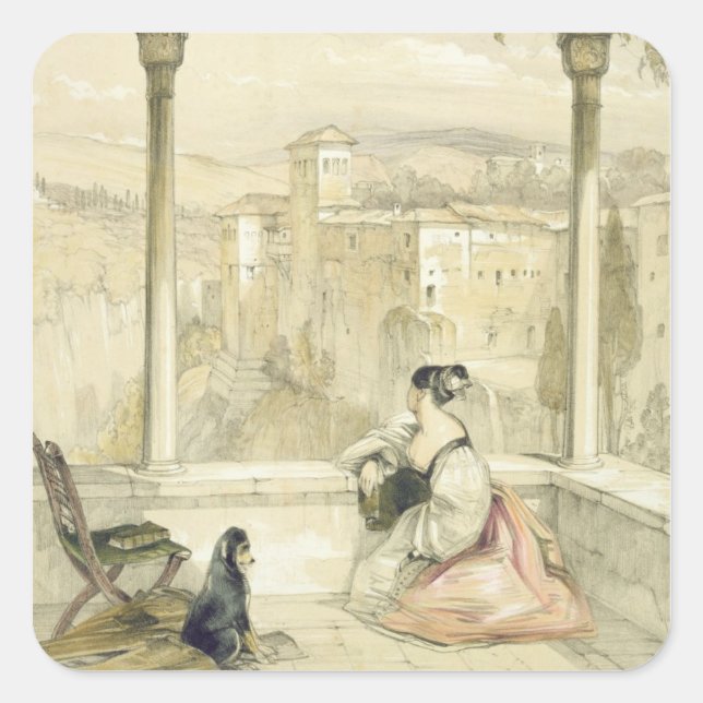 Granada (Alhambra), plate 9 from 'Sketches of Spai Square Sticker (Front)