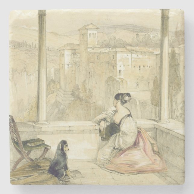 Granada (Alhambra), plate 9 from 'Sketches of Spai Stone Coaster (Front)