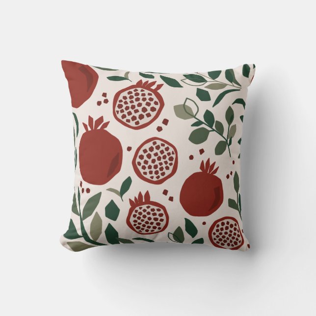 Granada: Pattern of Pomegranates Throw Pillow (Front)