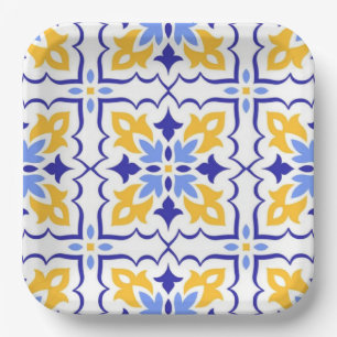 Granada Radiance Sunlit Blue and Gold Mediterranea Paper Plates