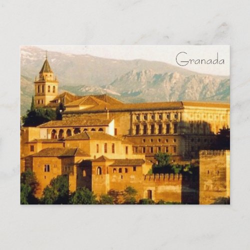 granada red alhambra postcard