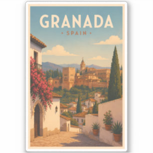 Granada Spain Alhambra Illustration Travel Art Sticker