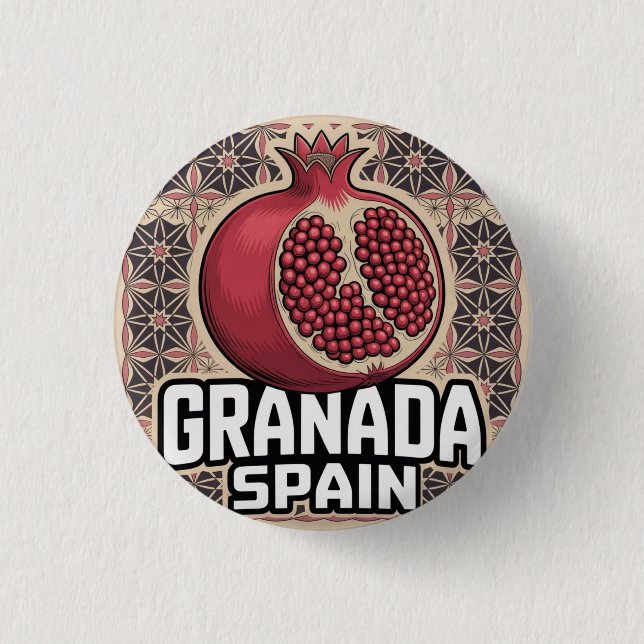 Granada Spain Pomegranate Sticker Button (Front)