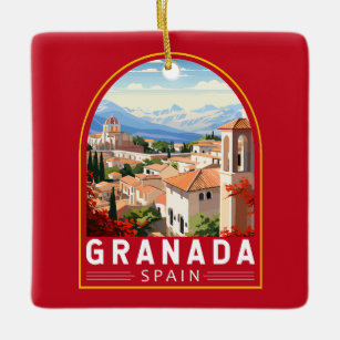 Granada Spain Travel Art Vintage Ceramic Ornament