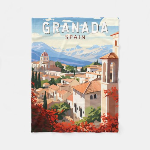 Granada Spain Travel Art Vintage Fleece Blanket