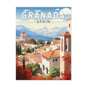 Granada Spain Travel Art Vintage Postcard