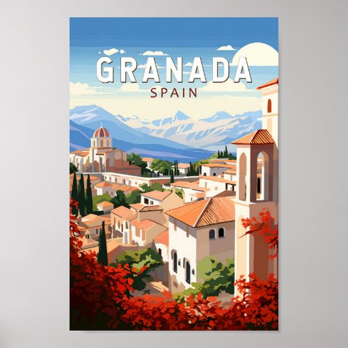 Granada Spain Travel Art Vintage Poster