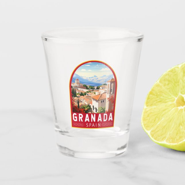 Granada Spain Travel Art Vintage Shot Glass (Front)