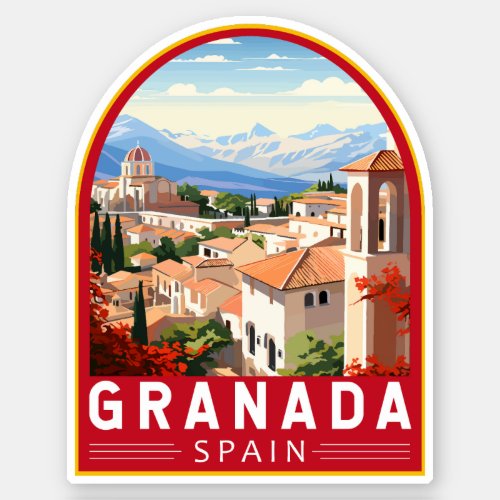Granada Spain Travel Art Vintage Sticker