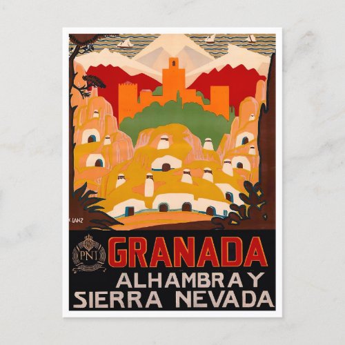 Granada Spain vintage travel  Postcard