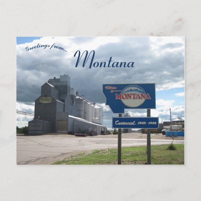 Granary at the Montana State Line in Montana Postcard (Front)
