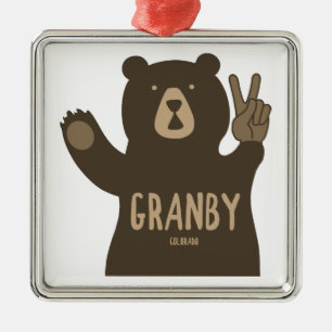 Granby Colorado Peace Bear Metal Ornament