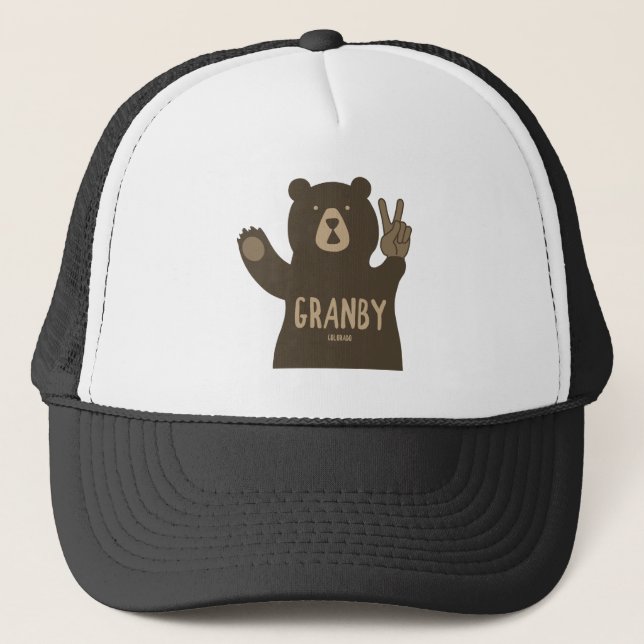 Granby Colorado Peace Bear Trucker Hat (Front)