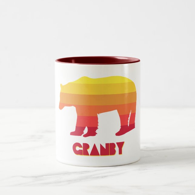 Granby Colorado Rainbow Bear Two-Tone Coffee Mug (Center)