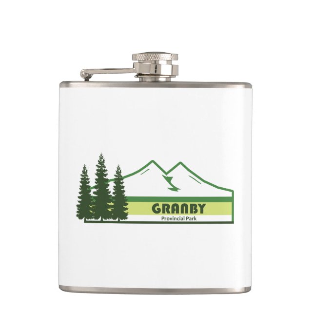 Granby Provincial Park Green Stripes Flask (Front)