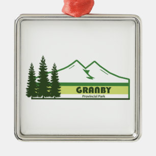 Granby Provincial Park Green Stripes Metal Ornament