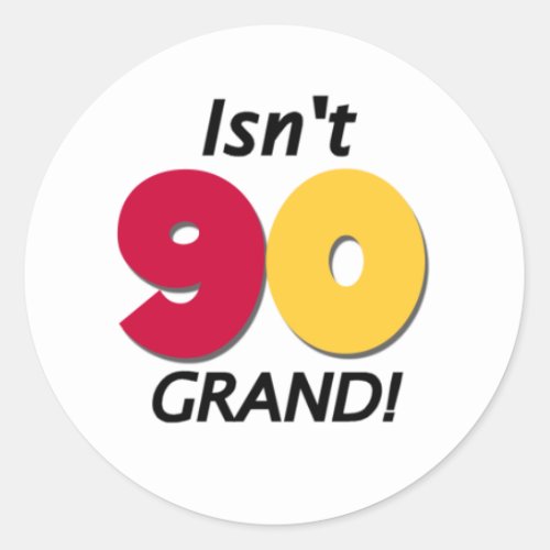 Grand 90th Birthday Classic Round Sticker