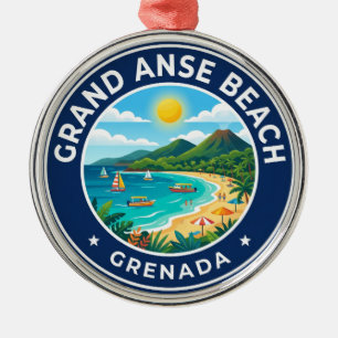 Grand Anse Beach Grenada Metal Ornament