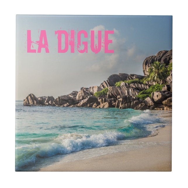 Grand Anse Seychelles La Digue Beach gift Ceramic Tile (Front)