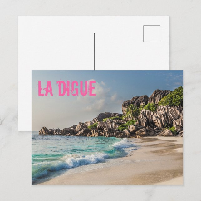 Grand Anse Seychelles La Digue Beach gift Holiday Postcard (Front/Back)