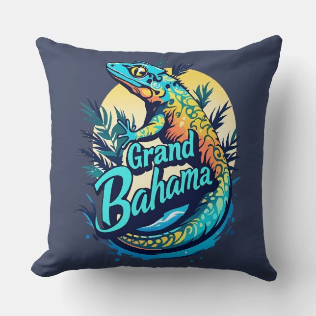 Grand Bahama Caribbean Gecko Throw Pillow (Front)