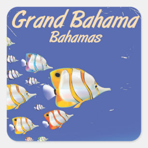 Grand Bahama cartoon travel poster Square Sticker