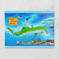 Grand Bahama Island Vintage Map