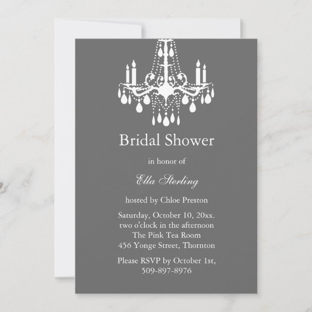 Grand Ballroom Bridal Shower Invitation (gray) (Front)
