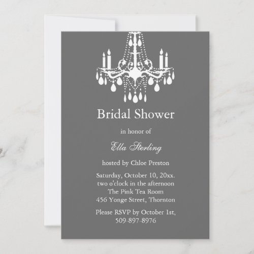 Grand Ballroom Bridal Shower Invitation gray