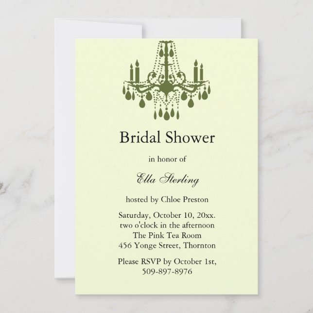 Grand Ballroom Bridal Shower Invitation (green) (Front)