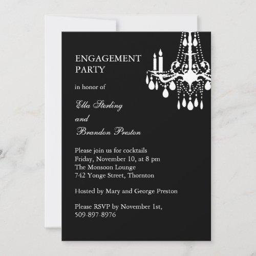 Grand Ballroom Engagement Party Invitation (black)