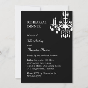 Grand Ballroom Rehearsal Dinner Invitation (black)